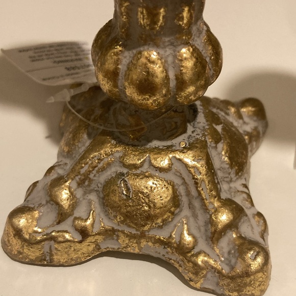 Gold & Gray Ornate Metal Candle Holder Set Of Two - Picture 9 of 11